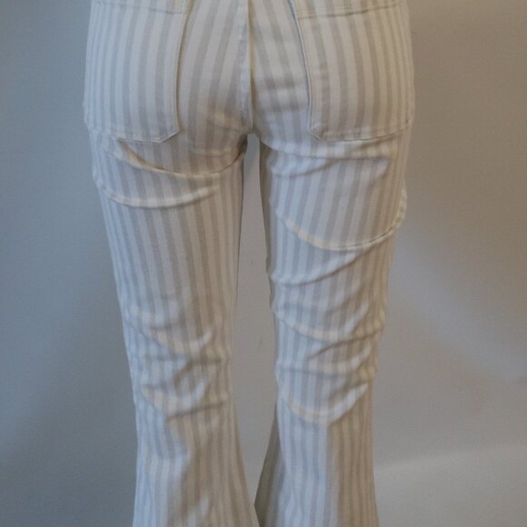 Womens Frame Courtyard LBCFRA009S Beige White Bardot Kick Flare Denim Jean 28 - Picture 8 of 11